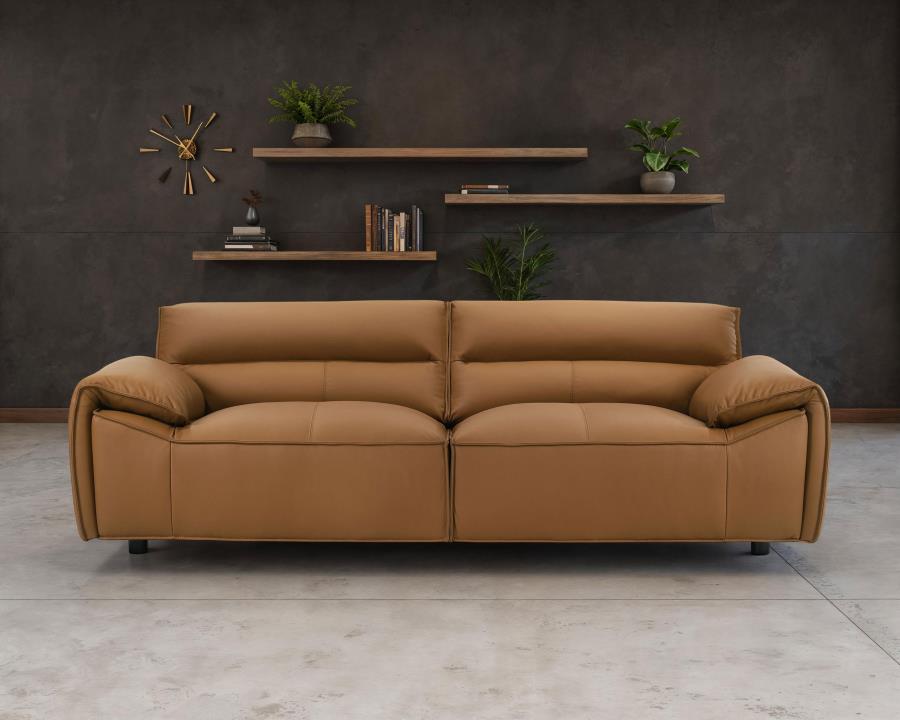 Buxton Top Grain Leather Upholstered Sofa Orange-zoom-2