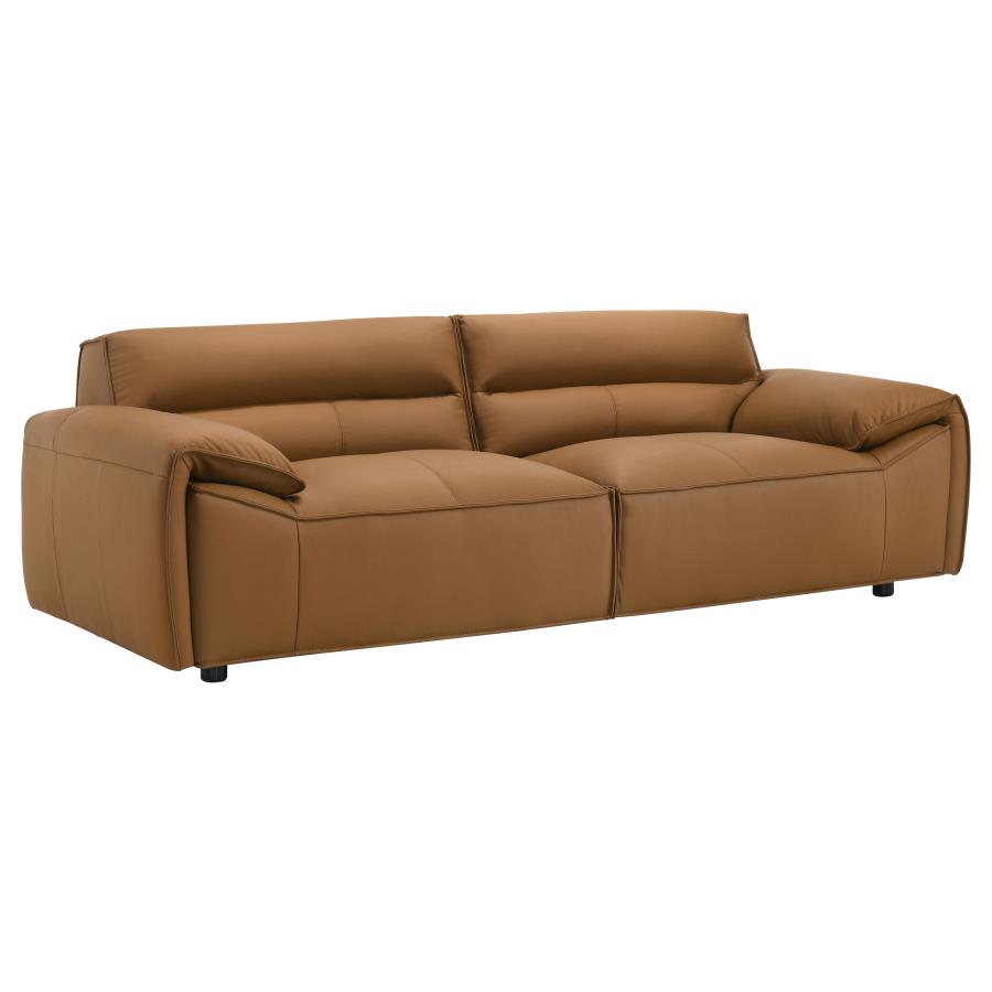 Buxton Top Grain Leather Upholstered Sofa Orange-1