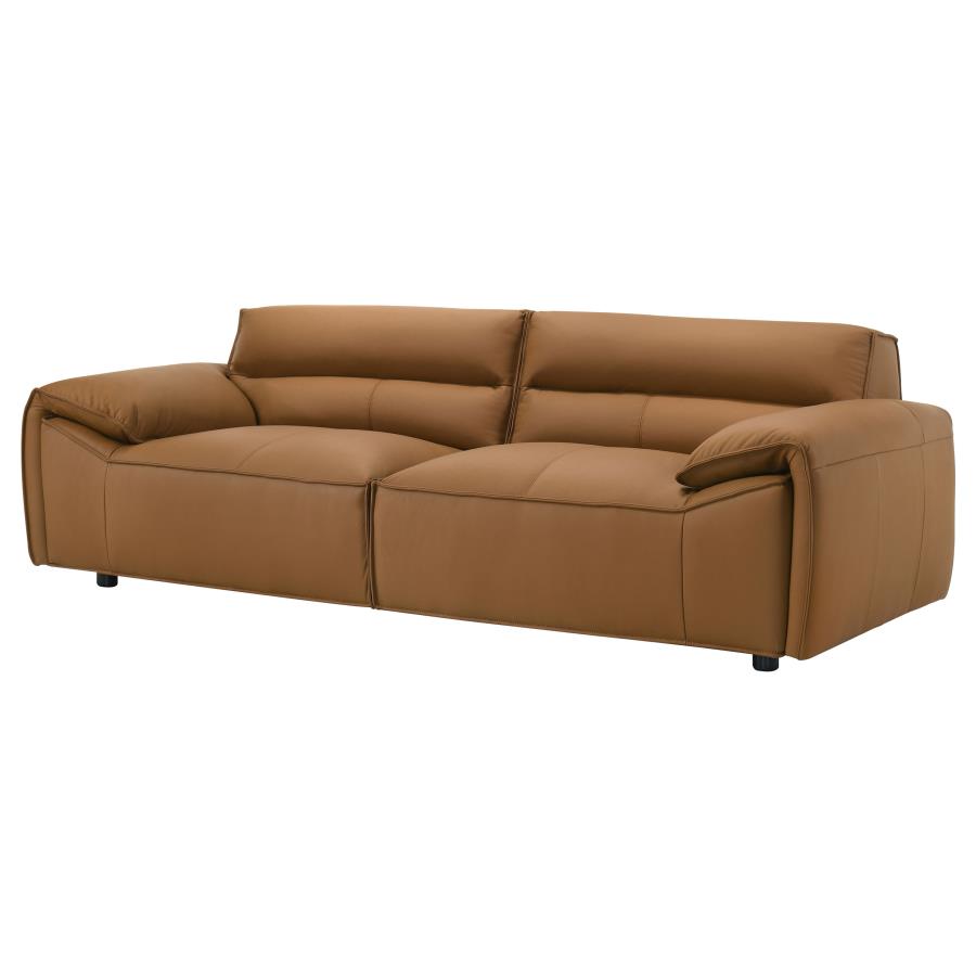 Buxton Top Grain Leather Upholstered Sofa Orange-4