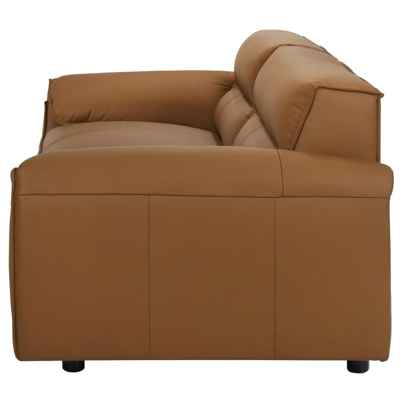 Buxton Top Grain Leather Upholstered Sofa Orange-zoom-