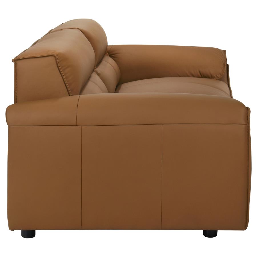 Buxton Top Grain Leather Upholstered Sofa Orange-9
