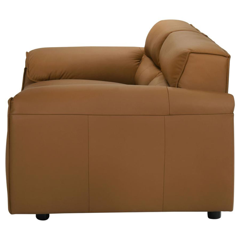 Buxton Top Grain Leather Upholstered Loveseat Orange-zoom-