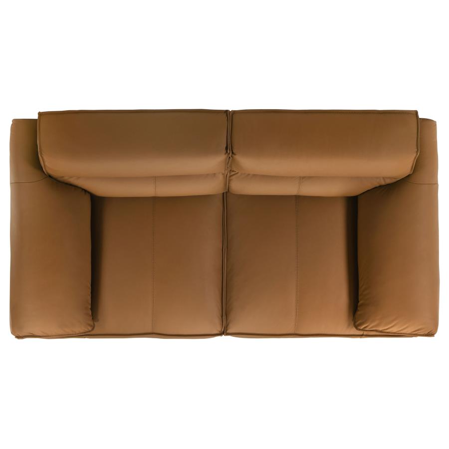 Buxton Top Grain Leather Upholstered Loveseat Orange-zoom-10
