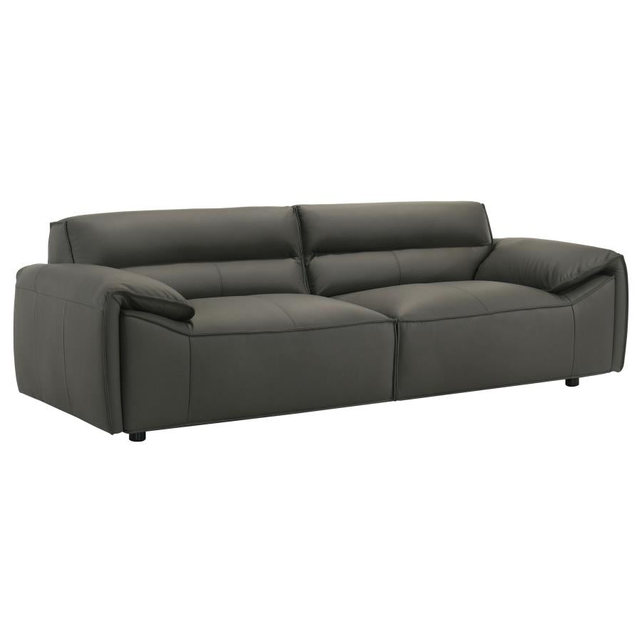 Buxton Top Grain Leather Upholstered Sofa Graphite-zoom-1
