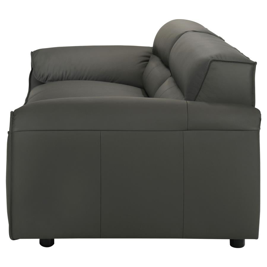 Buxton Top Grain Leather Upholstered Sofa Graphite-5
