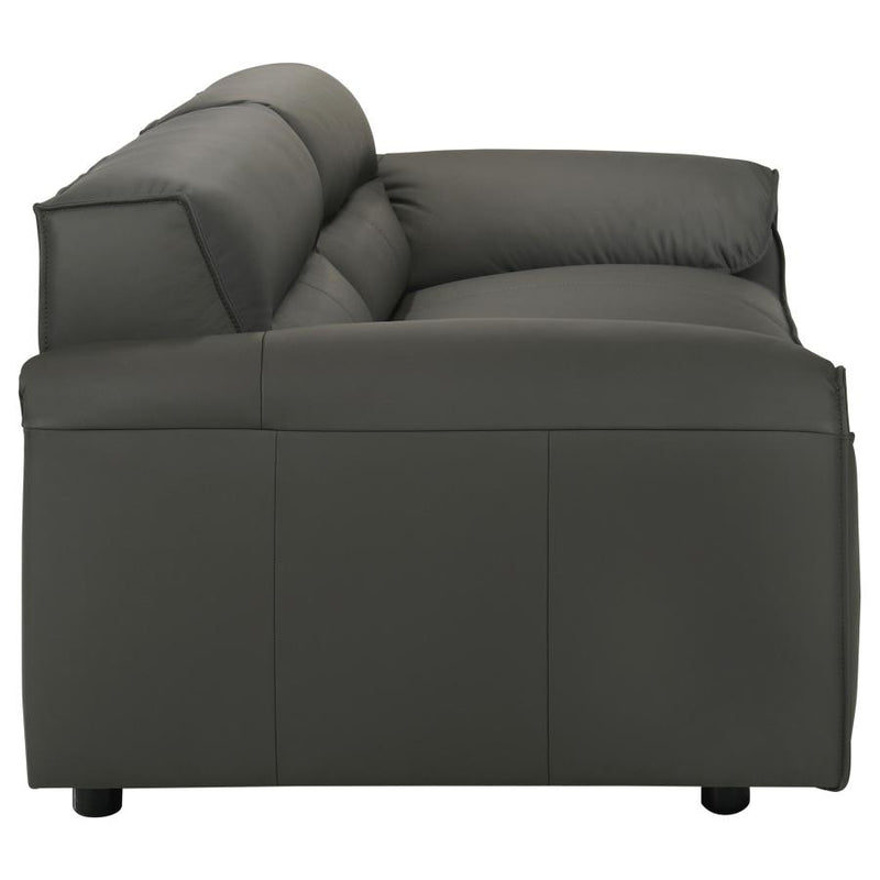 Buxton Top Grain Leather Upholstered Sofa Graphite-zoom-
