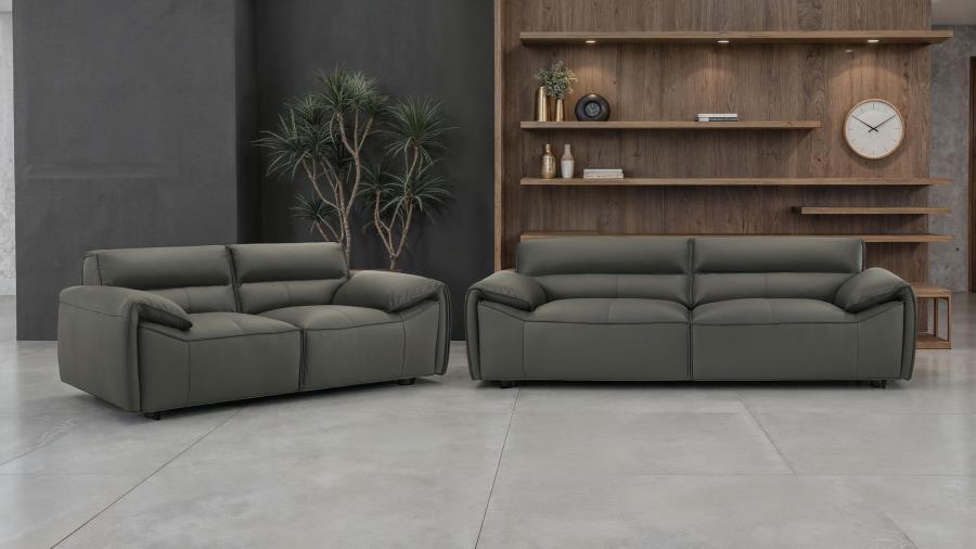 Buxton Top Grain Leather Upholstered Sofa Graphite-zoom-13