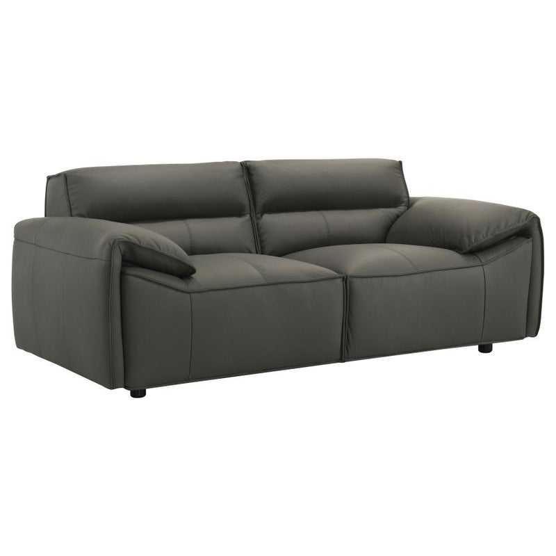 Buxton Top Grain Leather Upholstered Loveseat Graphite-zoom-