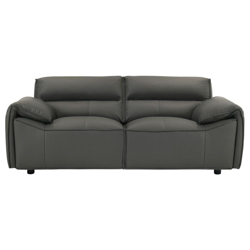 Buxton Top Grain Leather Upholstered Loveseat Graphite-zoom-