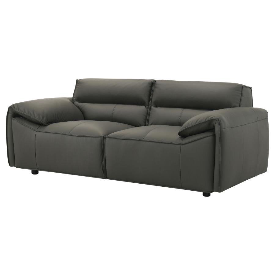 Buxton Top Grain Leather Upholstered Loveseat Graphite-4
