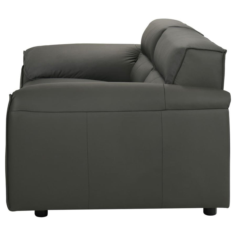 Buxton Top Grain Leather Upholstered Loveseat Graphite-zoom-