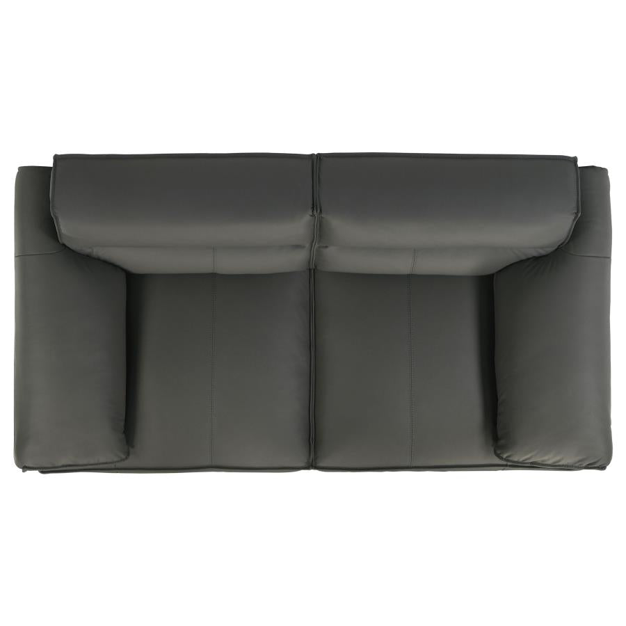 Buxton Top Grain Leather Upholstered Loveseat Graphite-zoom-10