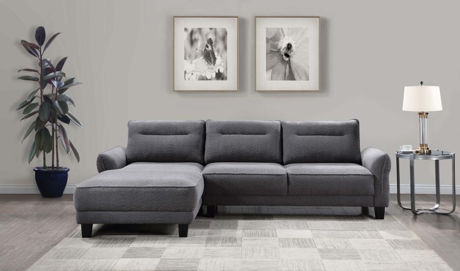 Caspian Upholstered Curved Arm Chaise Sectional Sofa Grey-2
