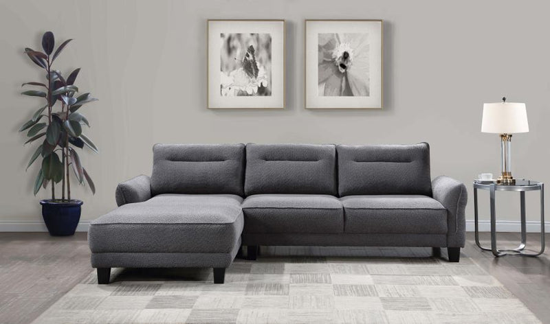 Caspian Upholstered Curved Arm Chaise Sectional Sofa Grey-zoom-