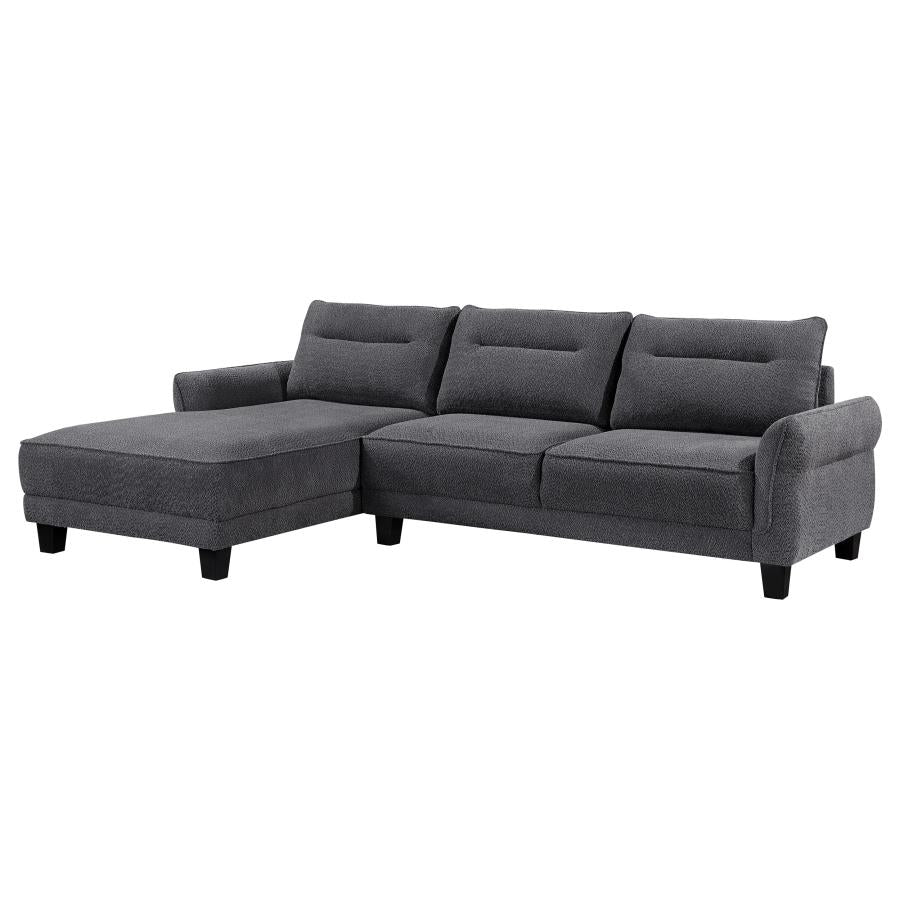 Caspian Upholstered Curved Arm Chaise Sectional Sofa Grey-zoom-1