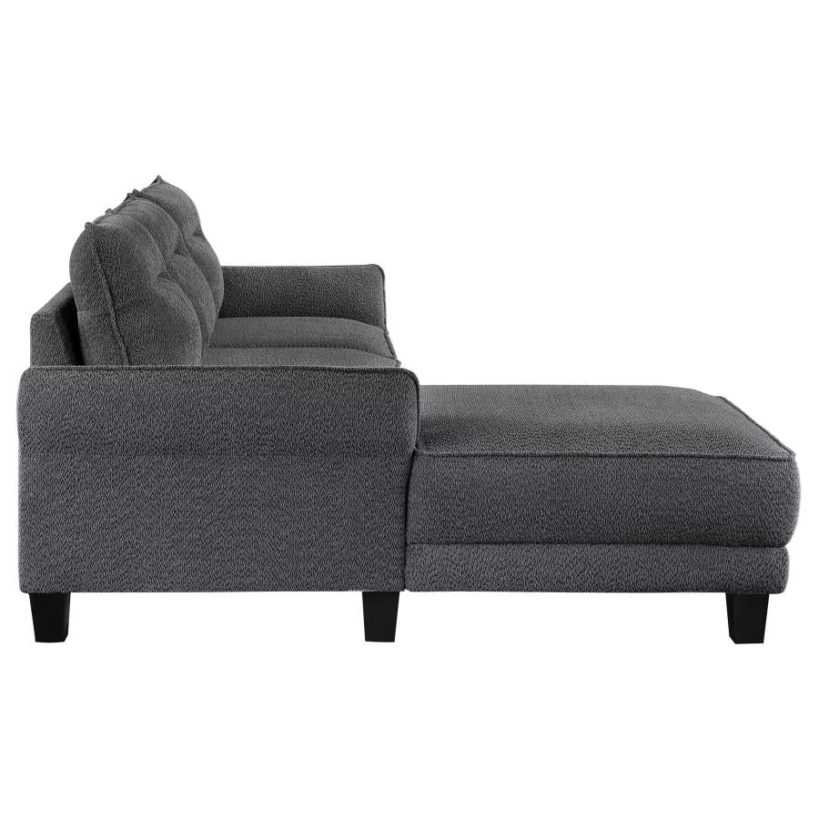 Caspian Upholstered Curved Arm Chaise Sectional Sofa Grey-11