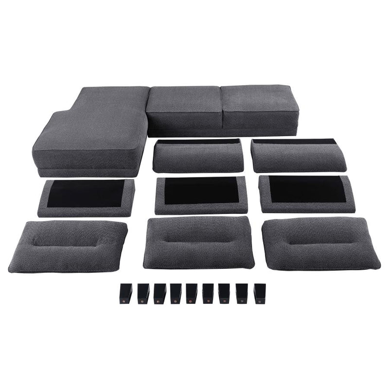 Caspian Upholstered Curved Arm Chaise Sectional Sofa Grey-zoom-