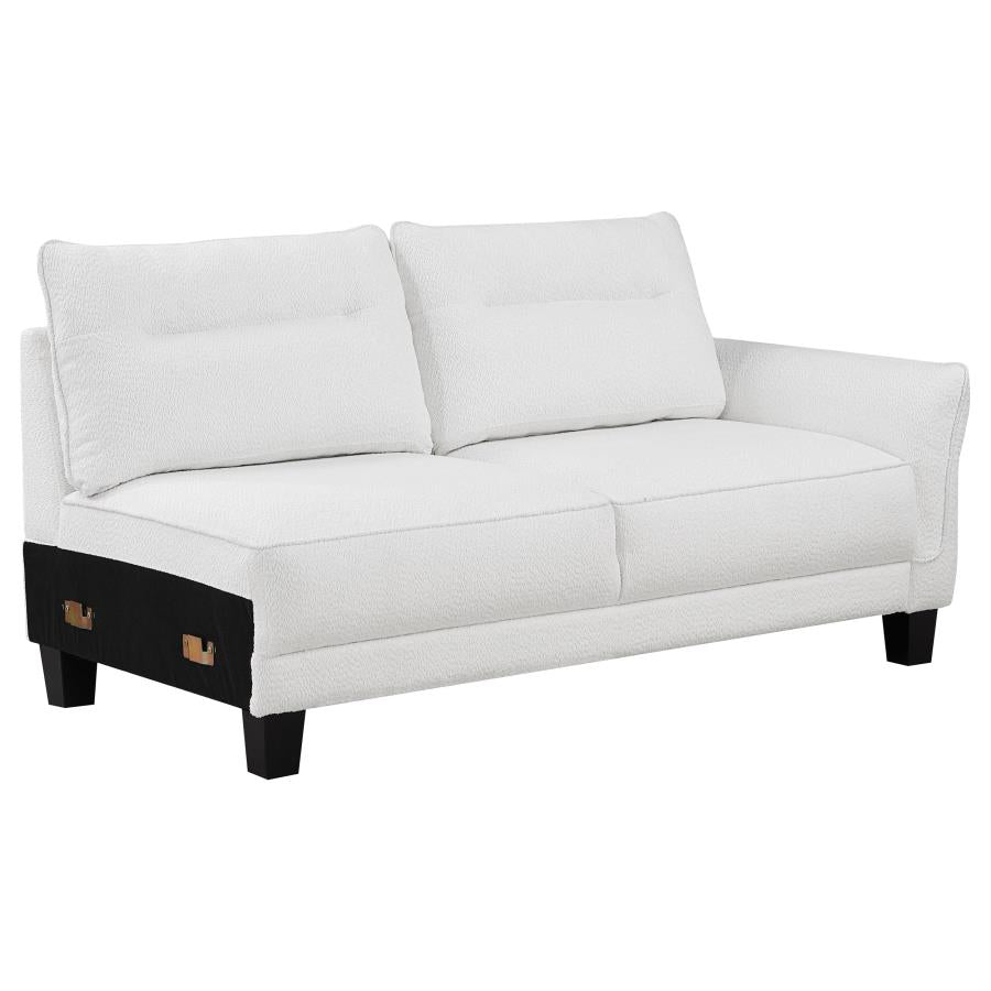 Caspian Upholstered Curved Arm Chaise Sectional Sofa White-4