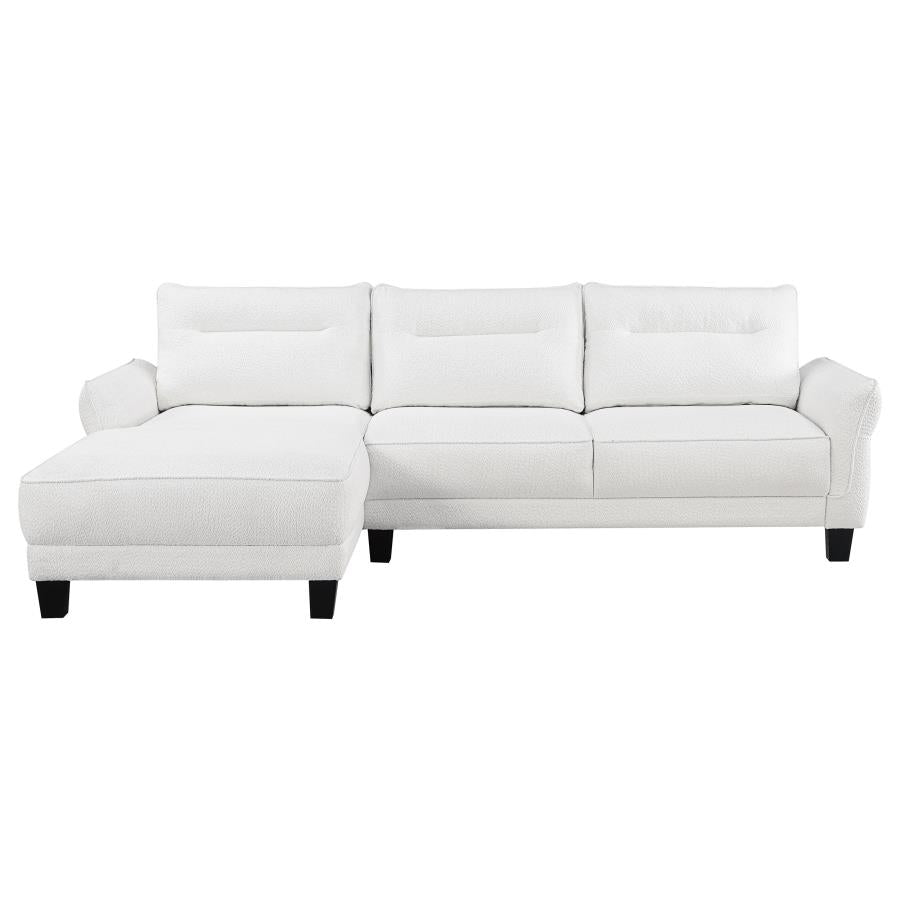 Caspian Upholstered Curved Arm Chaise Sectional Sofa White-5