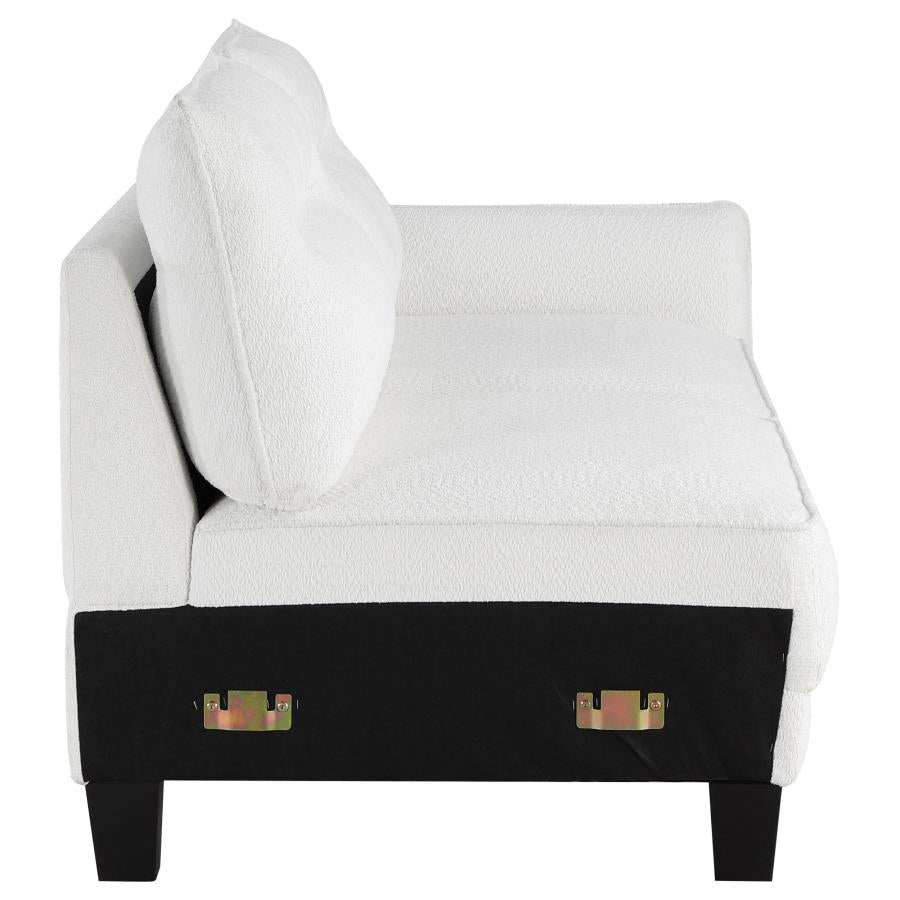 Caspian Upholstered Curved Arm Chaise Sectional Sofa White-13