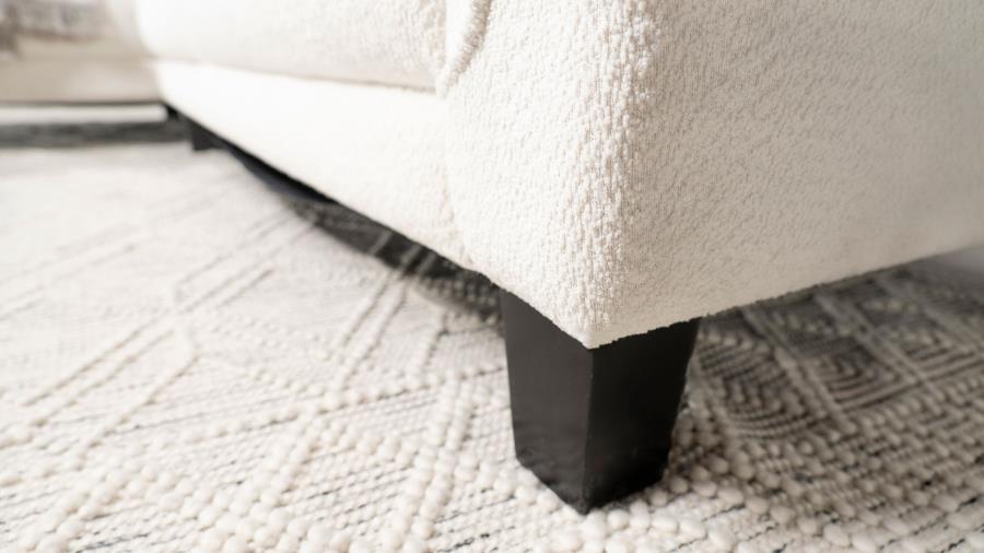 Caspian Upholstered Curved Arm Chaise Sectional Sofa White-15