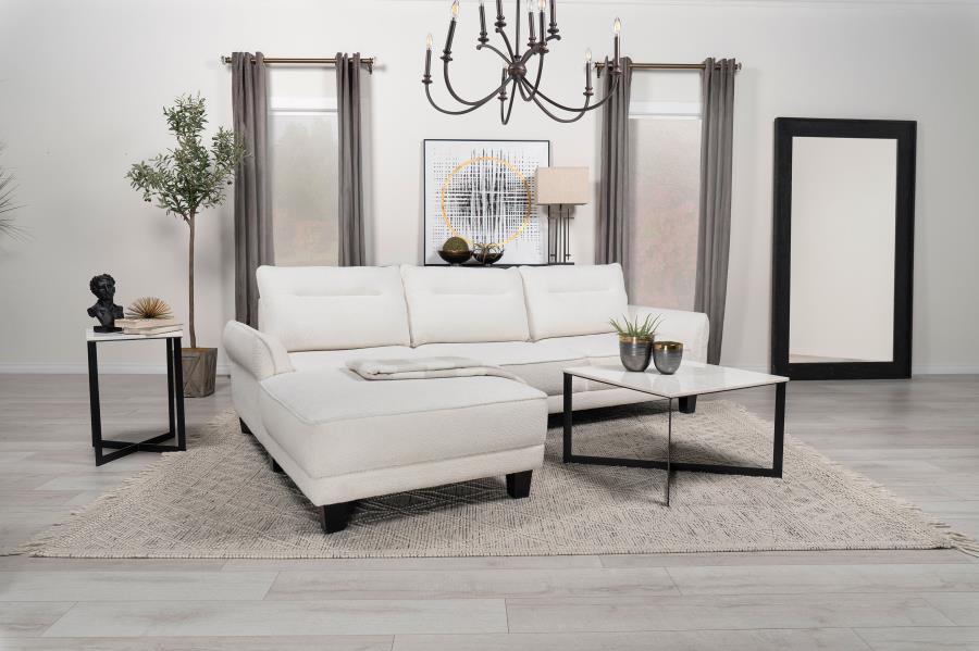 Caspian Upholstered Curved Arm Chaise Sectional Sofa White-20