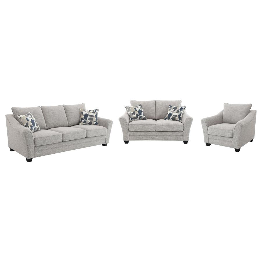 Tomkins 3-piece Boucle Upholstered Sofa Set Light Grey-2