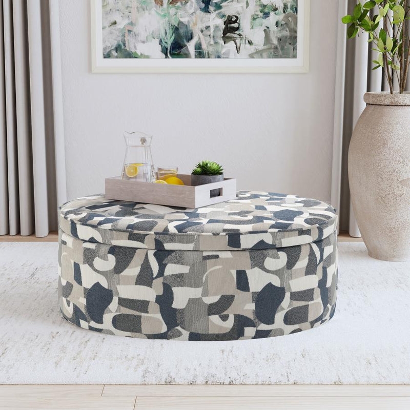 Tomkins Oval Upholstered Storage Ottoman Indigo Blue-zoom-