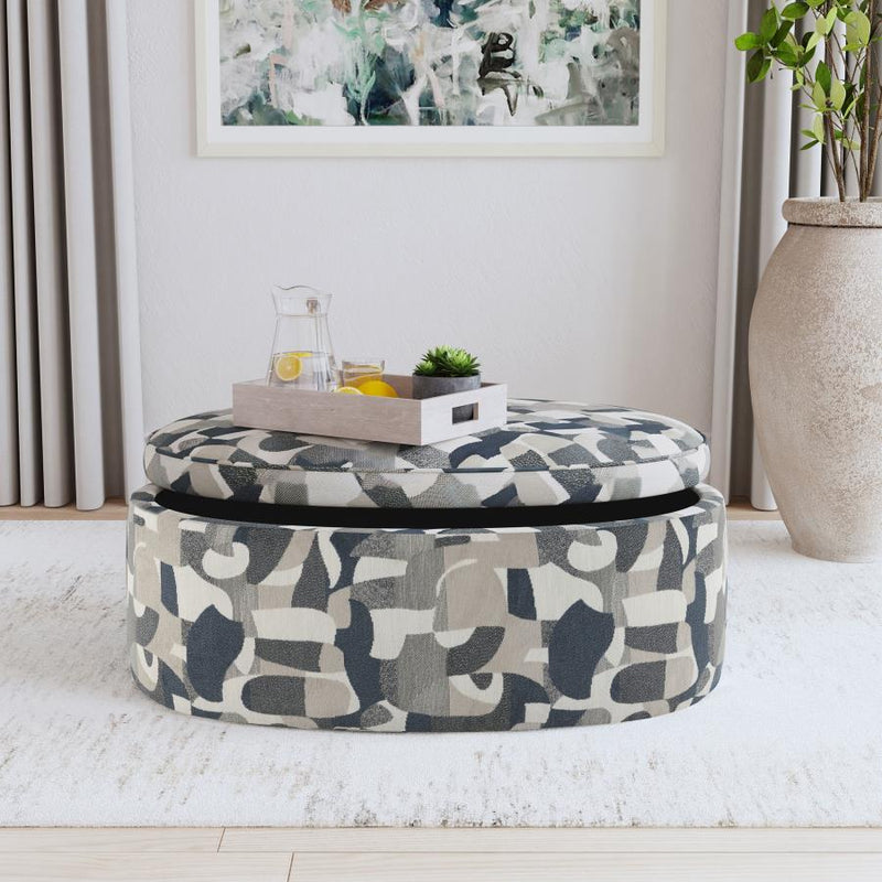 Tomkins Oval Upholstered Storage Ottoman Indigo Blue-zoom-