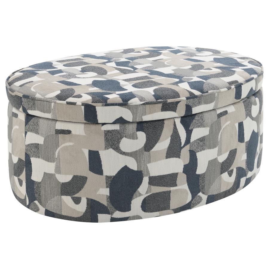 Tomkins Oval Upholstered Storage Ottoman Indigo Blue-zoom-1