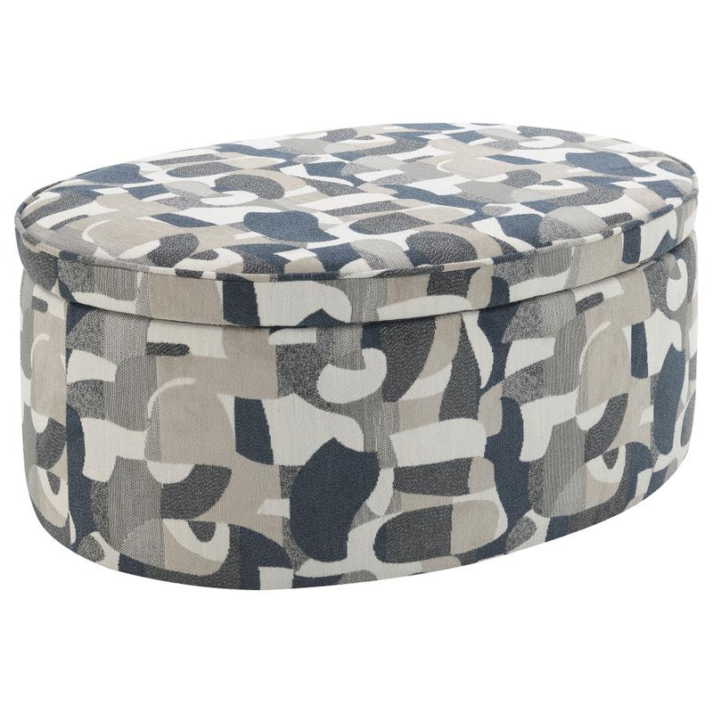 Tomkins Oval Upholstered Storage Ottoman Indigo Blue-zoom-