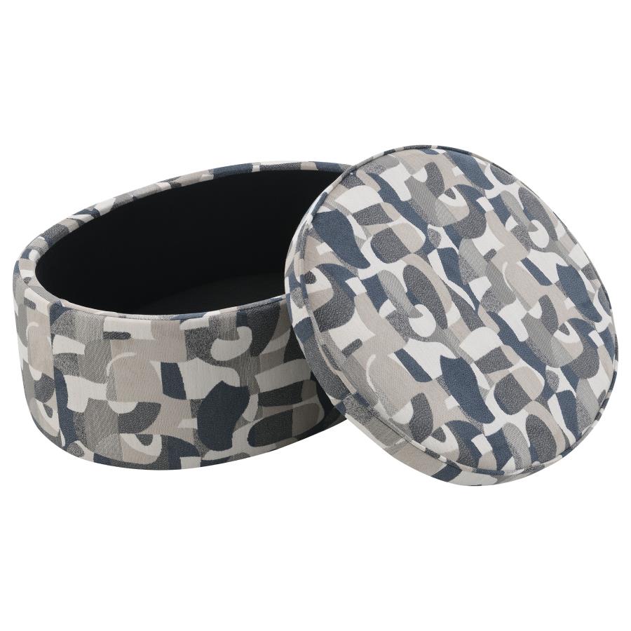 Tomkins Oval Upholstered Storage Ottoman Indigo Blue-4