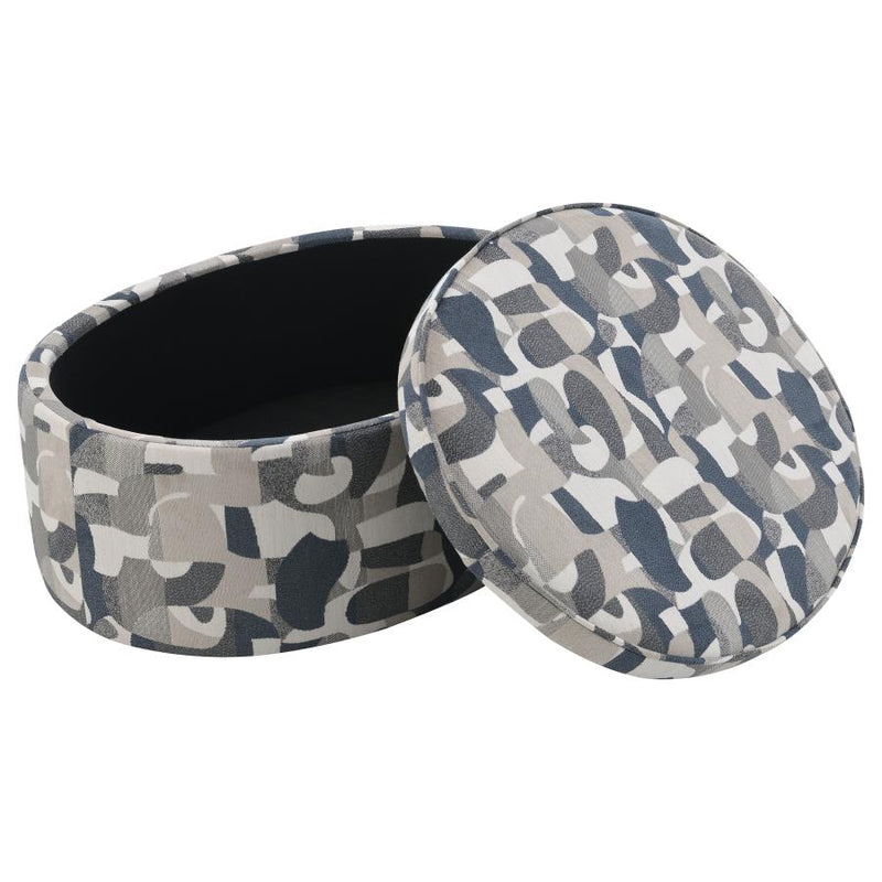 Tomkins Oval Upholstered Storage Ottoman Indigo Blue-zoom-