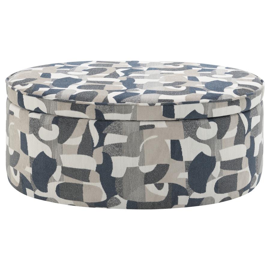 Tomkins Oval Upholstered Storage Ottoman Indigo Blue-5