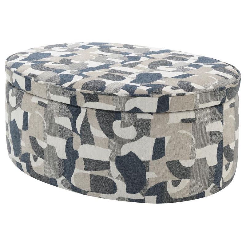Tomkins Oval Upholstered Storage Ottoman Indigo Blue-zoom-