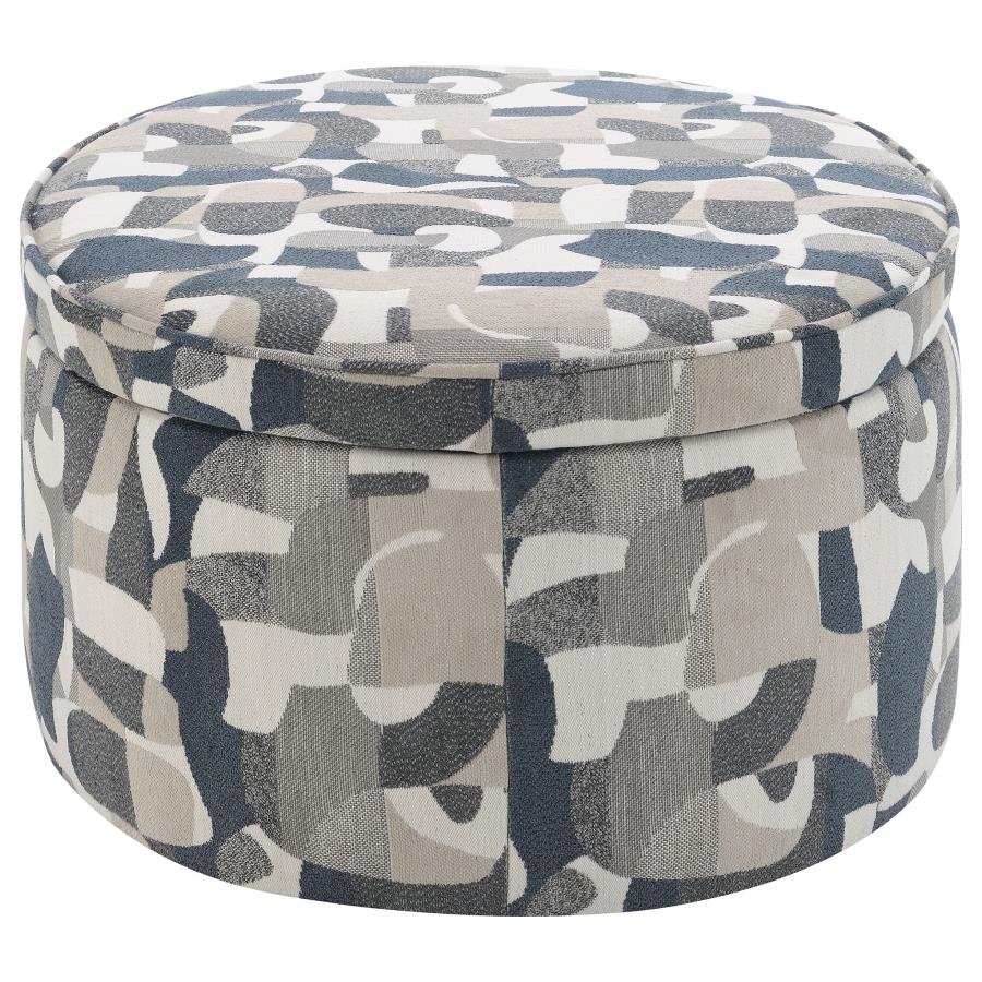 Tomkins Oval Upholstered Storage Ottoman Indigo Blue-7