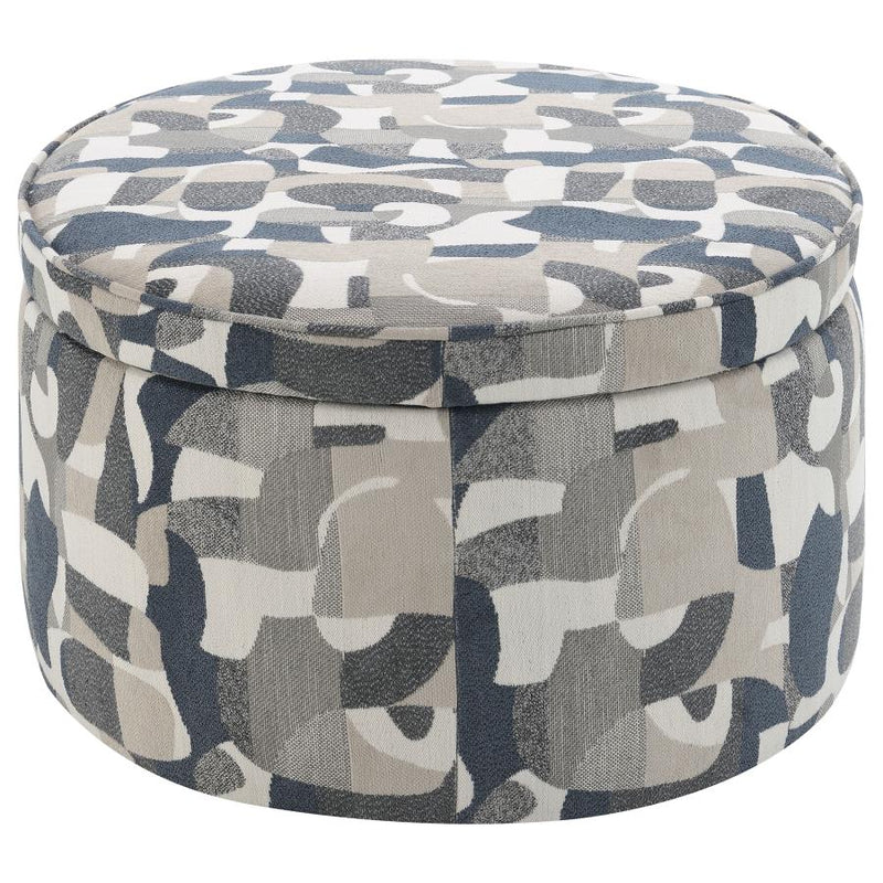 Tomkins Oval Upholstered Storage Ottoman Indigo Blue-zoom-