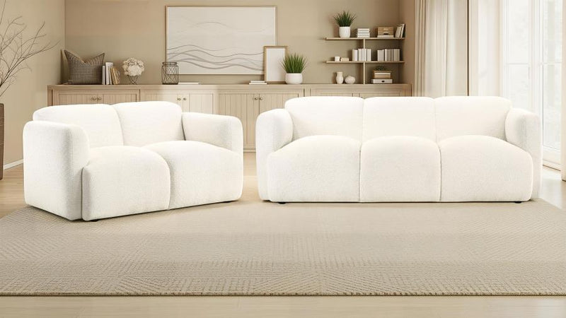 Dorset 2-piece Upholstered Round Track Arm Sofa Set White-zoom-
