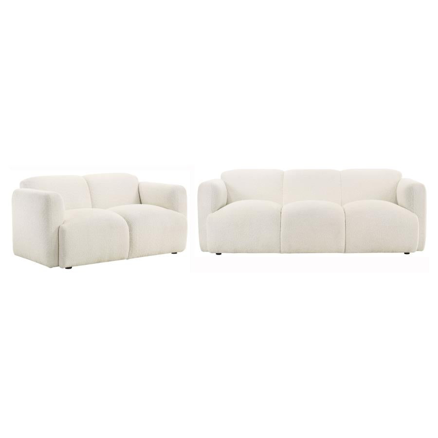 Dorset 2-piece Upholstered Round Track Arm Sofa Set White-zoom-2