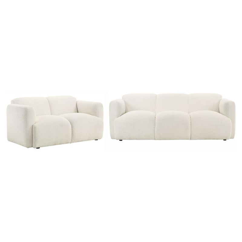 Dorset 2-piece Upholstered Round Track Arm Sofa Set White-zoom-
