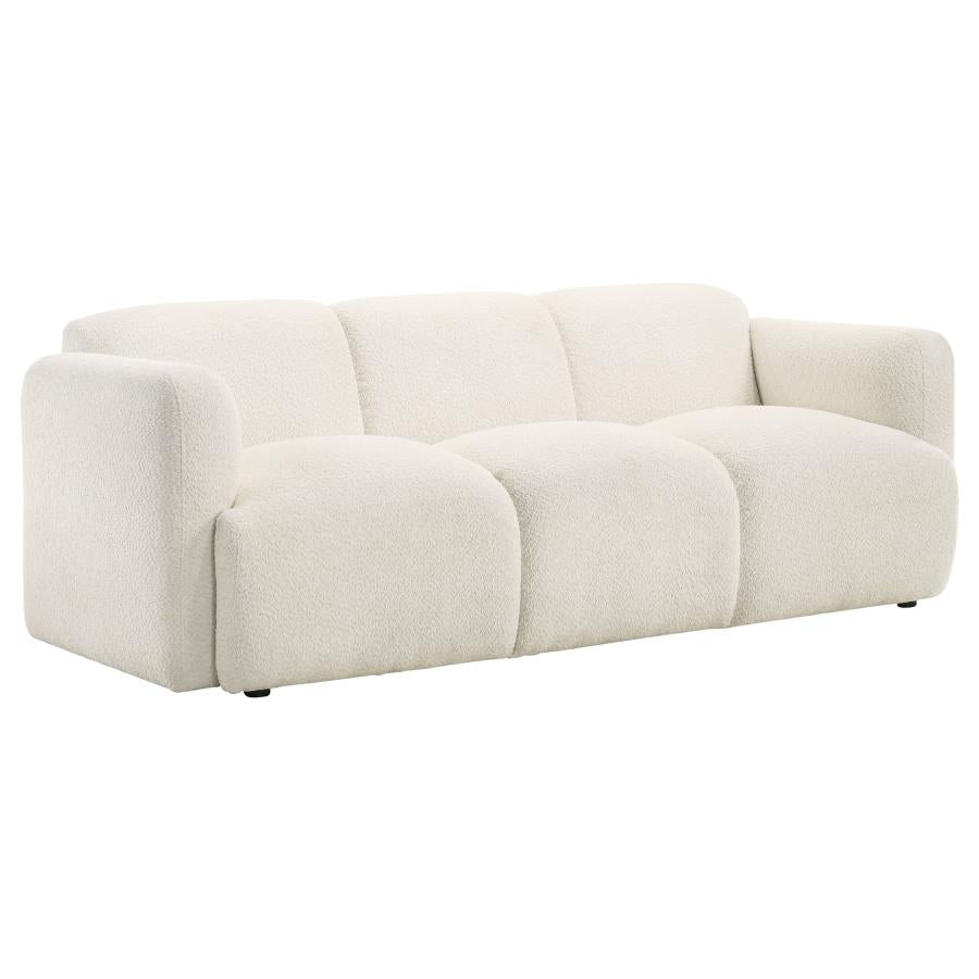 Dorset 2-piece Upholstered Round Track Arm Sofa Set White-zoom-3