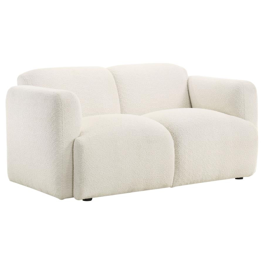 Dorset 2-piece Upholstered Round Track Arm Sofa Set White-8