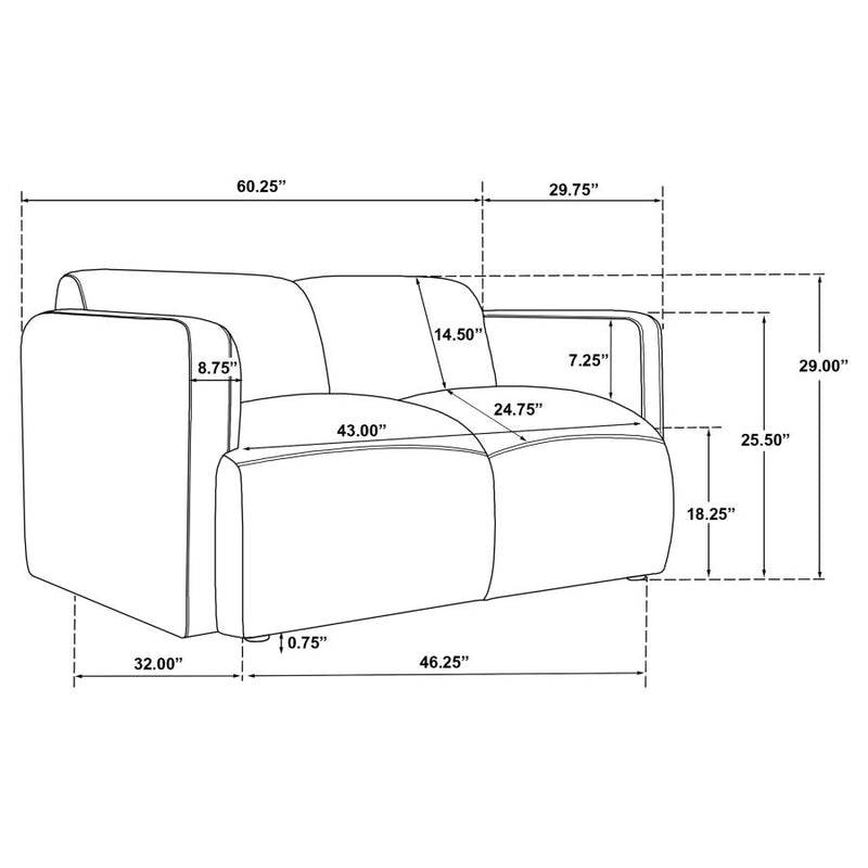 Dorset 2-piece Upholstered Round Track Arm Sofa Set White-zoom-