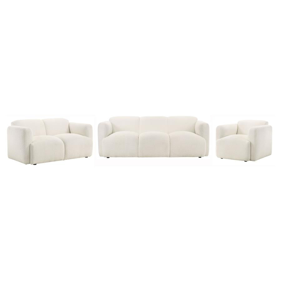 Dorset 3-piece Upholstered Round Track Arm Sofa Set White-2