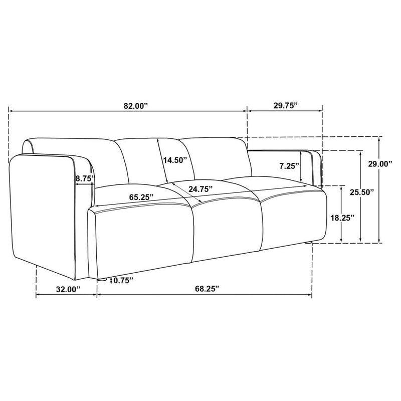 Dorset 3-piece Upholstered Round Track Arm Sofa Set White-zoom-