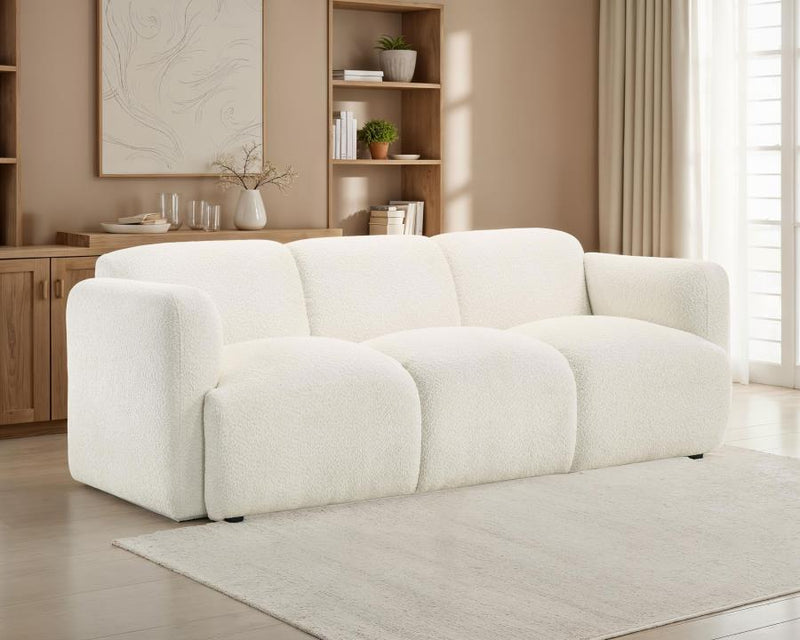 Dorset Fabric Upholstered Round Track Arm Sofa White-zoom-
