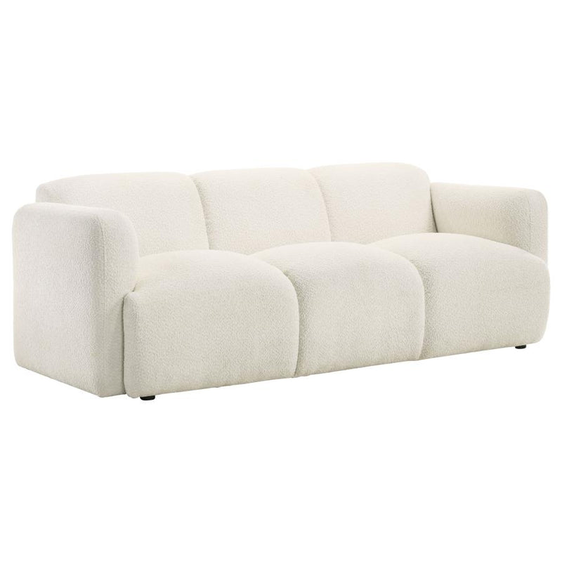 Dorset Fabric Upholstered Round Track Arm Sofa White-zoom-