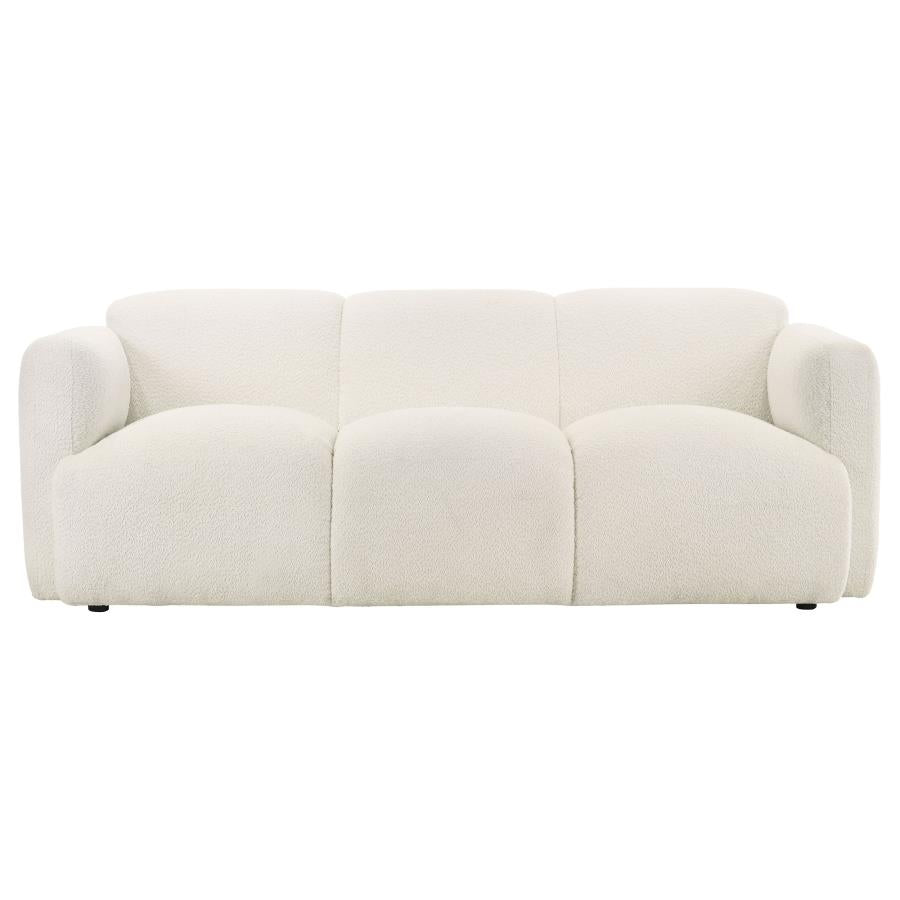 Dorset Fabric Upholstered Round Track Arm Sofa White-3