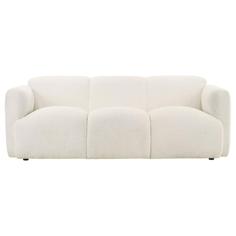 Dorset Fabric Upholstered Round Track Arm Sofa White-zoom-