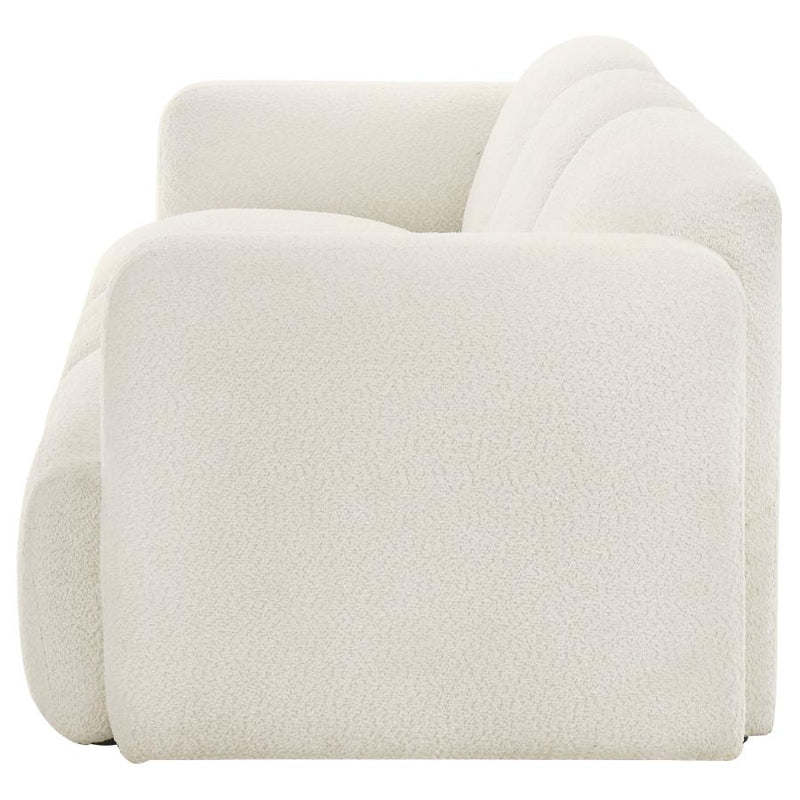 Dorset Fabric Upholstered Round Track Arm Sofa White-zoom-